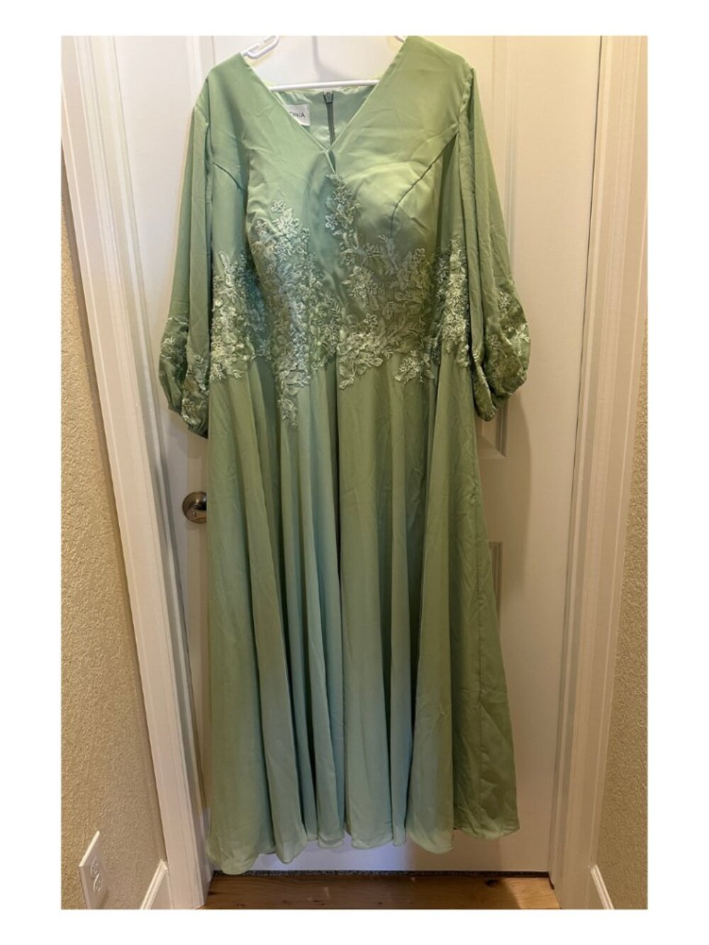 NWT Cicinia Long Sleeves Ankle Length Chiffon Mother Of The Bride Dusty Sage - Picture 3 of 13